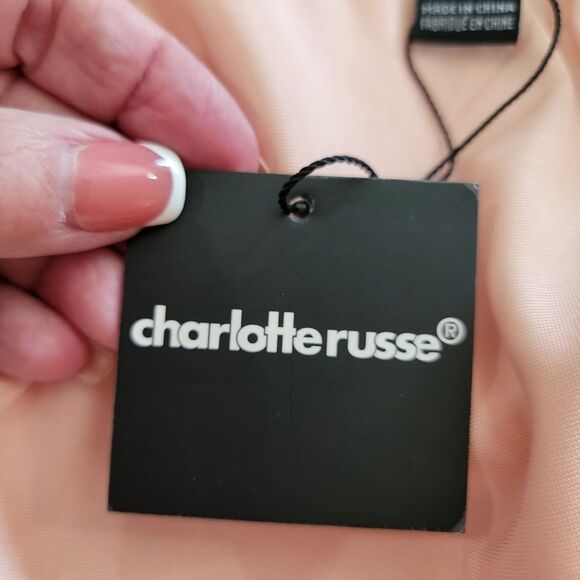 Charlotte russe peach Silky soft blouse size M bodysuit New with tag - Picture 4 of 7